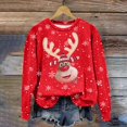 thumbnail image 2 of Futezty Christmas Sweatshirts for Women Novelty Funny Santa Xmas Tree Graphic Pullover Tops Loose Casual Fleece Shirts, 2 of 4