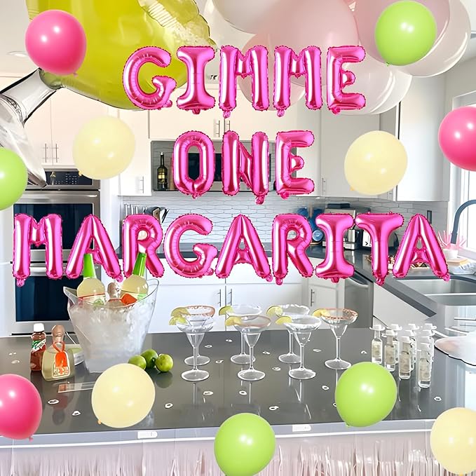 Gimme One Margarita Balloon Banner Rose Red Green Margs and Matrimony Bachelorette Party decor Mexican Fiesta Ballon Garland Arch Kit for Women Bachelorette Party Bridal Shower Hen Party Supplies