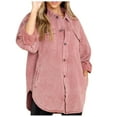 thumbnail image 2 of Brilliant Jean Jacket for Women Denim Jackets WomenS Lapel Long Sleeve Lantern Sleeve Spring 2025 Casual Washed Denim Shirt Coat Pink S, 2 of 6