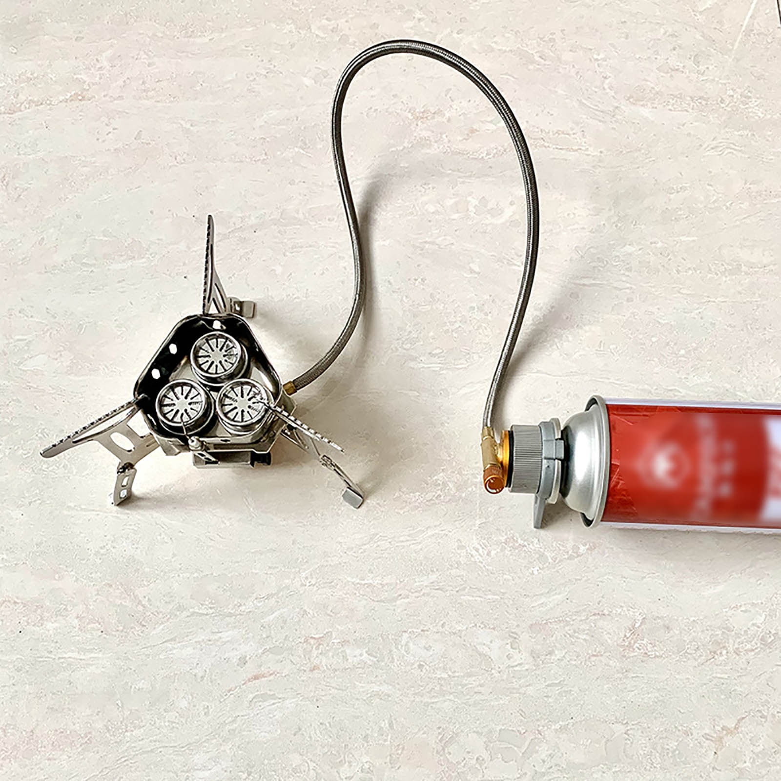 Portable Gas Camping Stove - Lightweight Windproof Backpacking Stove with Piezo Ignition & Adapter, for Outdoor Cooking While Hiking, Camping or Picnics
