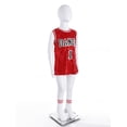 thumbnail image 5 of Aislor Kids Girls Hip Hop Dance Sequin Jazz T-Shirt Dress Cheerleading Long Tank Top with Socks Red 120, 5 of 7