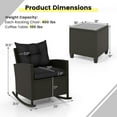 thumbnail image 3 of Costway 3 PCS Patio Wicker Rocking Set with Tempered Glass Table & Soft Cushions Outdoor Black, 3 of 10