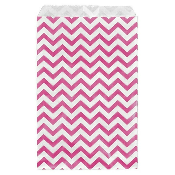 Pink Chevron Paper Shopping Gift Tote Bags 200 PC 5" x 7" Free Ship