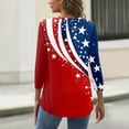 thumbnail image 5 of Women's Patriotic Star Print 250th Anniversary USA Shirt V-Neck Button 3/4 Sleeve T-Shirt, 5 of 5
