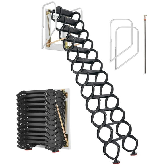 VEVOR Steel Attic Ladder Wall-Mounted 660LBS/299.4KG Capacity for 9.5-10 ft Ceilings