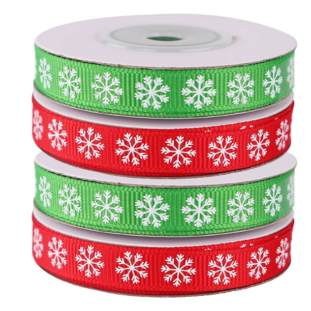 4 rollos de cinta de decoración navideña lazo de copo de nieve cinta impresa suministros de bricolaje