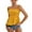 Yellow, variant on Women's Tie Shoulder Frill Shirred Ruffle Hem Sleeveless Strappy Cami Blouse Peplum Top