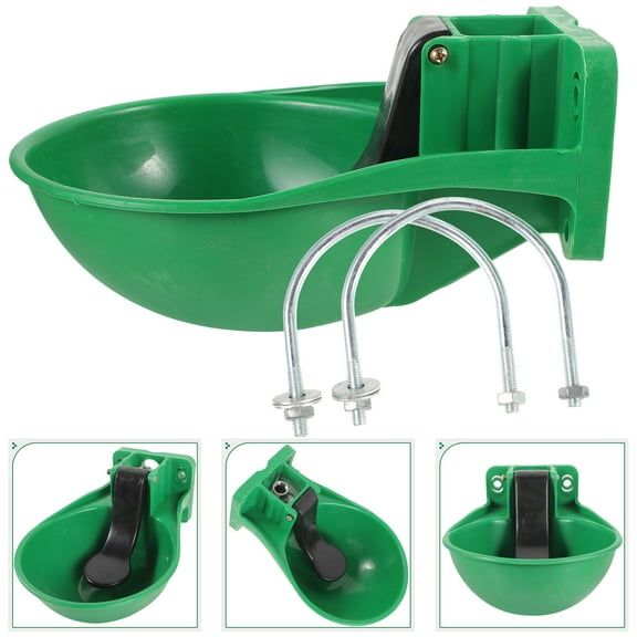 BESTONZON Cow Water Bowl, Green Plastic and Metal, Automatic Livestock Waterer for Home Use 1Set