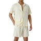 thumbnail image 2 of Sunloudy Conjunto de traje de 2 piezas para hombre, camisa de manga corta con cuello vuelto de color sólido + pantalones cortos para el verano Sunloudy  S/M/L/XL/XXL, 2 of 9