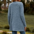 thumbnail image 5 of miqiqism Cardigan Sweaters for Women Fashion Brushed Stripe Long Sleeve Cardigans Coat Trendy Buttons Soft Knitted Solid Color Open Front Sweatshirt,Blue,X-Large, 5 of 5