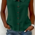 thumbnail image 6 of Uootdi Women's Blouses Sleeveless Button Down Linen Look Solid Shirts Summer Vacation Style Airy Comfortable Relaxed Fit Tunics Gift, 6 of 7