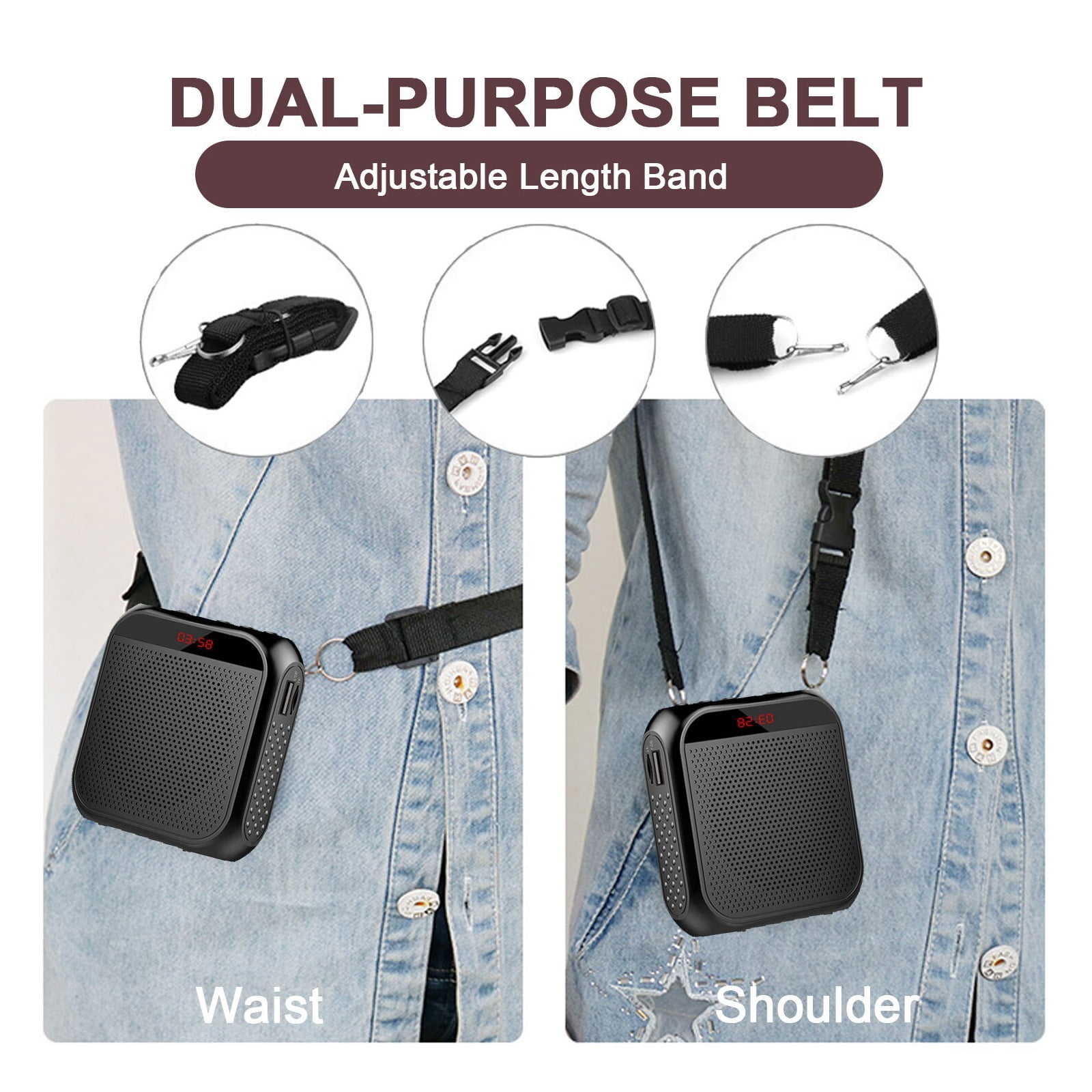 5W 2400mAh Voice Amplifier Multifunctional Portable Personal Voice Speaker With Microphone Display For Teachers Speech ,Powerful Voice Amplifier