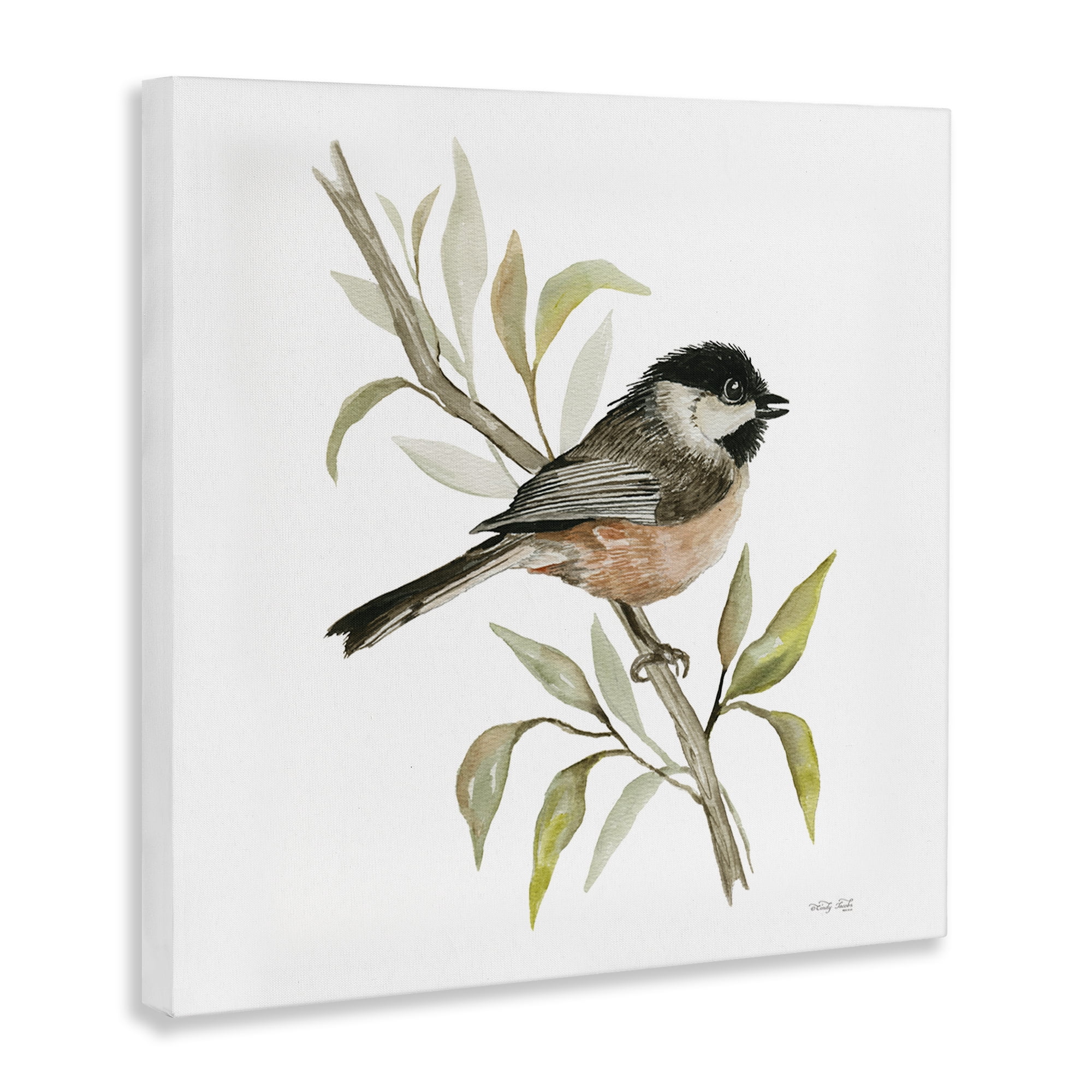Stupell Industries Sparrow on Branch Animals & Insects Painting Gallery Wrapped Canvas Art Print Wall Art, 30 x 30