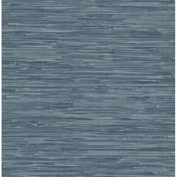 A-Street Prints Exhale Indigo Woven Faux Grasscloth Wallpaper