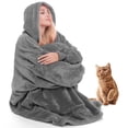 thumbnail image 1 of Manta con capucha y mangas para mujer, manta con capucha para mujer, manta de franela súper suave y cálida con mangas, manta con capucha de gran tamaño como regalo para hombres y mujeres, 1 of 5