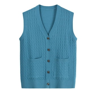 Blue Ocean Solid Color Cardigan Sweater Vest - Regular Fit, 100% Acrylic, Button Front, For Men