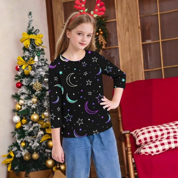 盛り沢山♡クリスマス ITSAME Kids Christmas 3/4 Sleeve Tops, Casual Fashion Funny Xmas