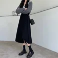 thumbnail image 5 of Ropa de mujer de talla grande Falda negra tipo A para piernas pesadas Prenda holgada que adelgaza irregularmente el vientre, 5 of 5