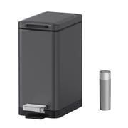 Step Trash Can 10 Liter 2.6 Gallon Slim Design Step-On Trash Can with Strong Pedal, Stainless Steel Rectangular Garbage Can, White