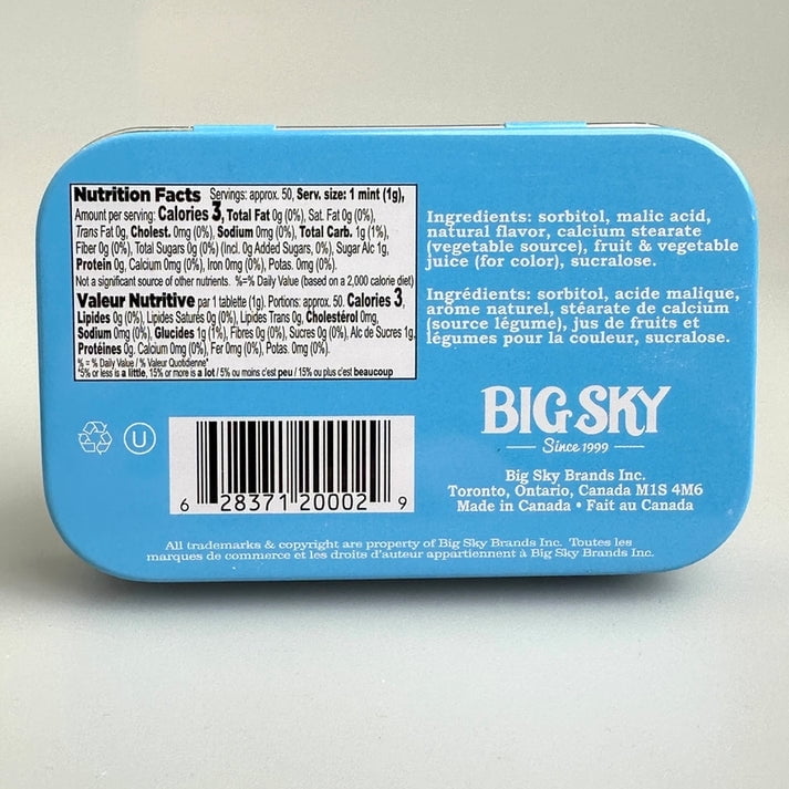 Big Sky Sugar Free Mint Candy, Blue Raspberry, 1.76 Ounce (50g