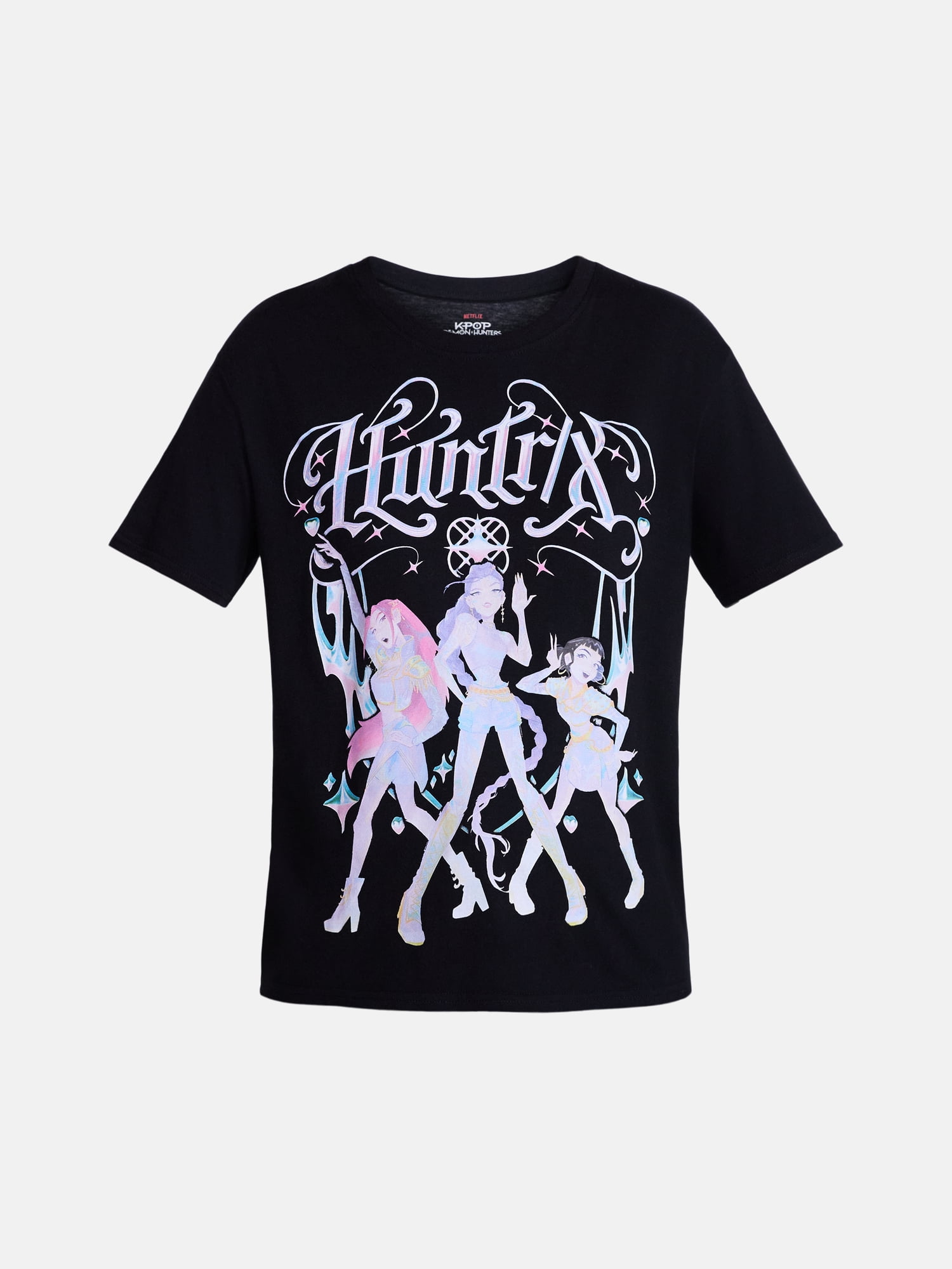 K-Pop Demon Hunters Women's Huntrix Graphic Tee with Short Sleeves, Sizes XXS-XXL