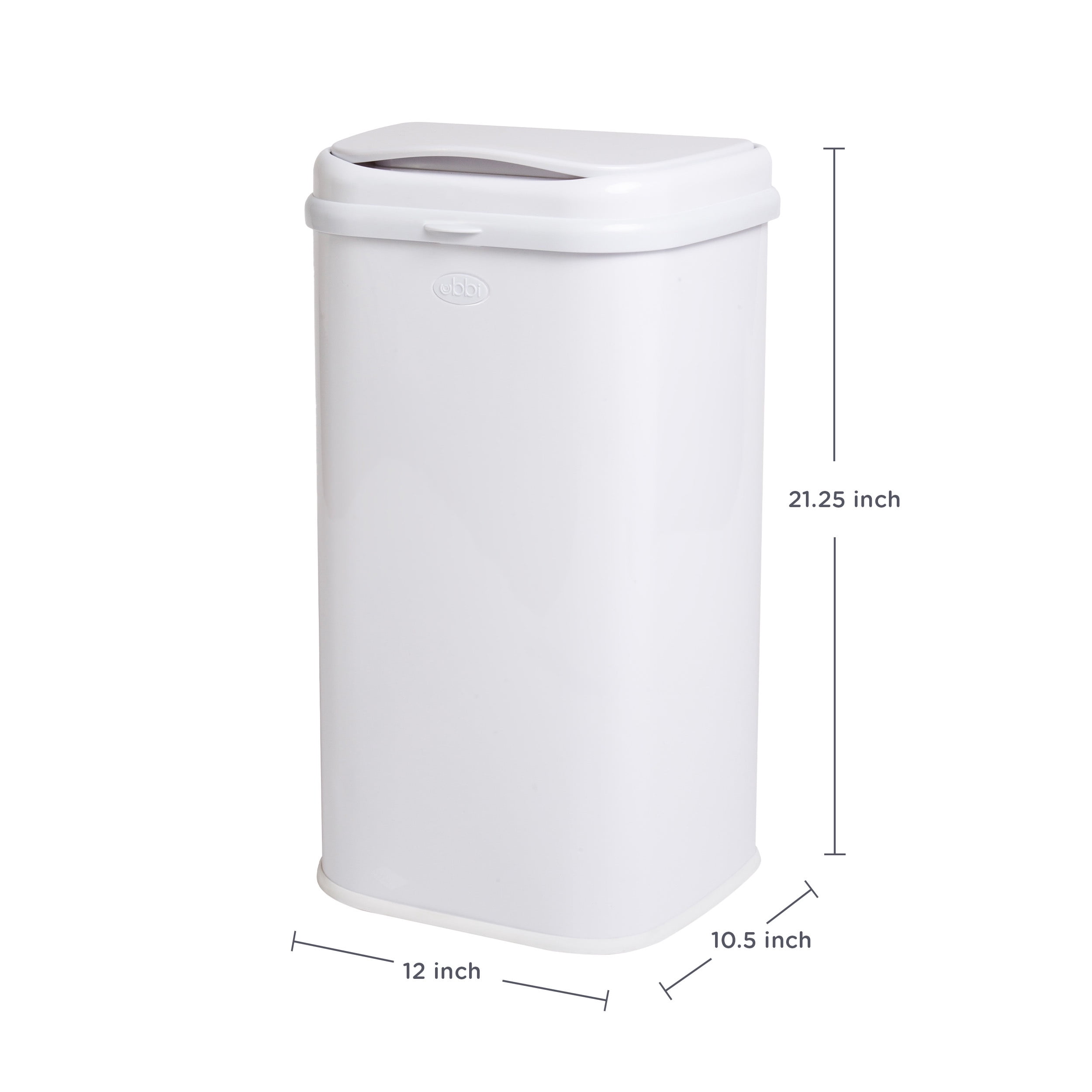 Ubbi Adult Steel Odor-Locking Diaper Pail, No Special Bag Required, Award-Winning Design, White