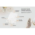 thumbnail image 2 of Stylish Disposable White and Silver Dinner Party Napkins, 100 Dessert Napkin, 3ply 7.5 x 4.25 inch, 2 of 6