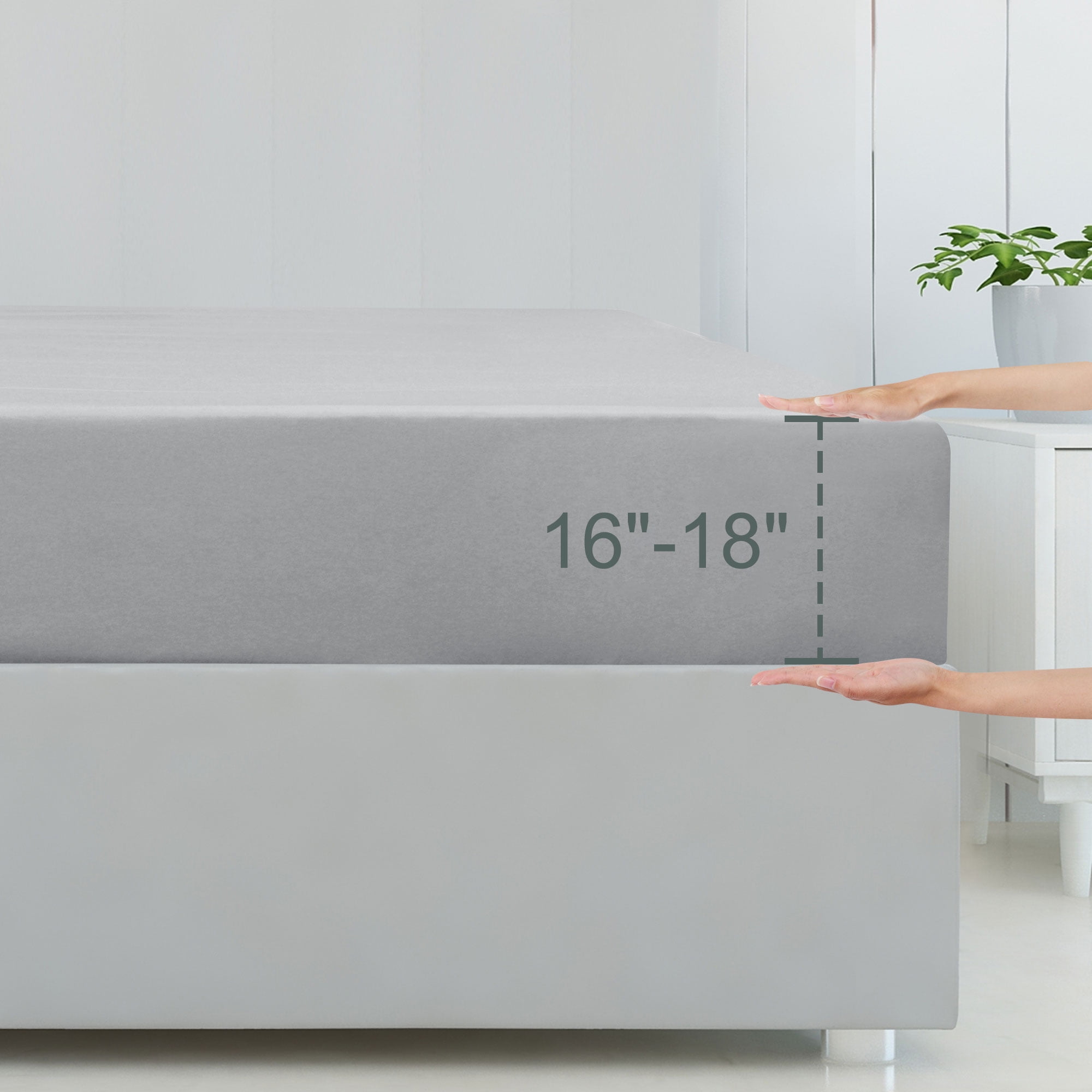 REGALWOVEN Fitted Sheet, Viscose Derived from Bamboo Soft Silky Breathable Wrinkle Fade Resistant Sheets with 16" Deep Pocket Twin Light Gray
