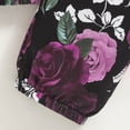 thumbnail image 5 of Karoyedx Toddler Girl Spring Clothes Toddler Girl Clothes Outfits Baby Clothing Fall Winter 3Pcs Set Long Sleeves Ruffle Top +Floral Pants +Headband Dark Purple Size,6-9 Months, 5 of 9