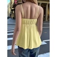 thumbnail image 6 of Women's Sleeveless Babydoll Deep Neck Spaghetti Strap Flared Hem Flowy Tank Top for Daily Wear Yellow L, 6 of 7