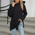 thumbnail image 2 of ATOYSOY High Neck Pullovers Loose Knitted Shirts for Women Trendy Casual Ribbed Outwear Fall Solid Color Side Split Tops Long Sleeve Tees Black S, 2 of 8