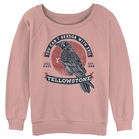 Junior's Yellowstone Crow Yow Can't Reason With Evil  Sweatshirt Desert Pink 2X Large