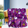 thumbnail image 2 of Halloween Purple Throws Blanket Fleece, Halloween Blanket Queen for Couch Sofa Bed, Soft Warm Cozy Flannel Office Blanket for Bedroom Living Room Camping Travel, 60"x50", Decor, 2 of 6