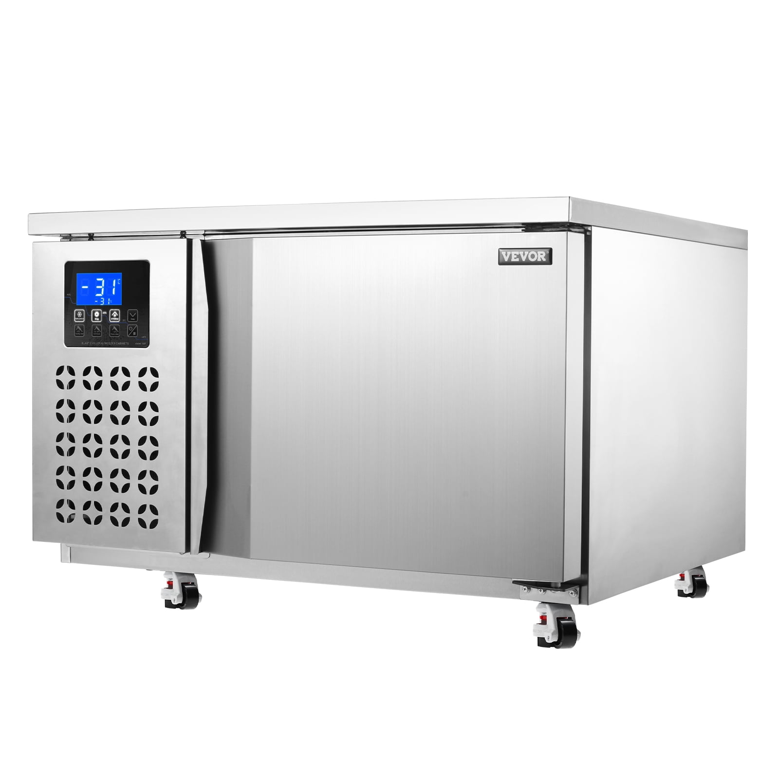 VEVOR Commercial Blast Freezer, 80 L / 2.8 Cu.ft Blast Chiller with 3 Trays,Blast Chiller Freezer Chest with 4 Freezing Modes,Stainless Steel Food Blast Freezer with Casters for Restaurant,Seafood