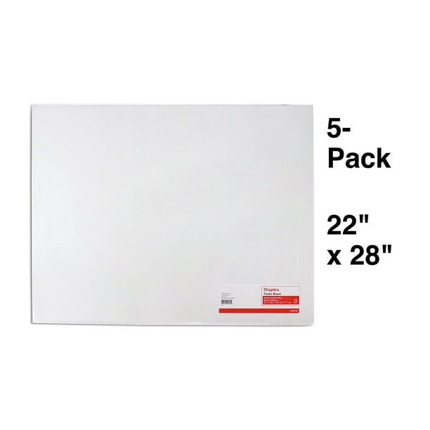 Staples Premium Poster Boards 5Pack White 22 x 28 1213774