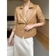 thumbnail image 4 of Chaqueta de cuero genuino para mujer, chaqueta de primavera y otoño de 2024, nueva moda, abrigo corto de piel de oveja con cuello entallado y cruzado, 4 of 5
