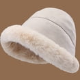 thumbnail image 2 of Yuanlong Womens Bucket Hat Minimal Plush Lined Warm Winter Hat Windproof Soft Cozy Casual Daily Elegant Outdoor Headwear, 2 of 3