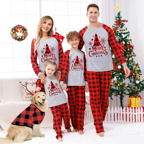 Xmas Gift Family Matching Outfits Mom Daughter Dad Son Clothing Sets  Baby&dog Romper Christmas Pajamas Set Casual Soft Sleepwear