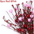thumbnail image 2 of Valentines Day Decorations Gifts Heart Picks - 8 Pcs Artificial Red Berry Flower Stems Heart Shaped Picks for Home, Restaurant Decor, Wedding (Red Pink), 2 of 7