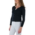 thumbnail image 3 of ToBeInStyle Women's Long Sleeve Button Up Ribbed Crew Neck Cardigan Sweater, 3 of 6