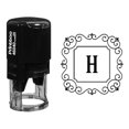 thumbnail image 1 of Printtoo Square Swirl Border H Alphabet Monogram Initial R-40 Office Stationary Self Inking Rubber Stamp, 1 of 3