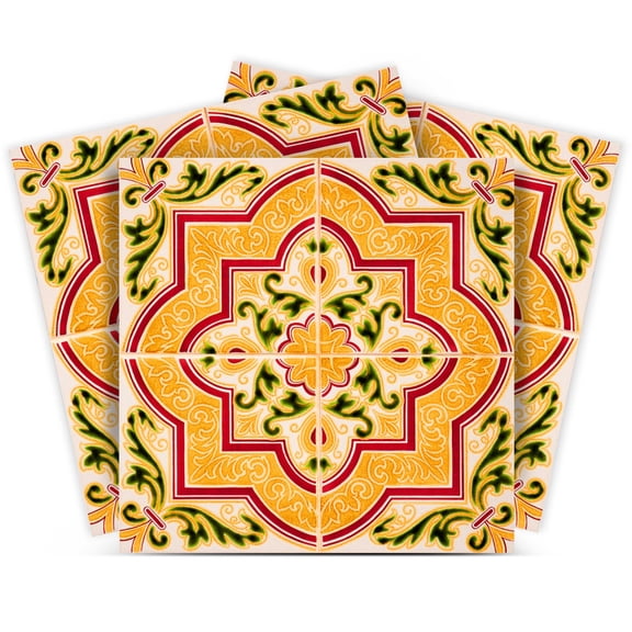 Mi Alma Trendy Orange Green Tile Stickers - Removable Vinyl 4x4, 24 pcs