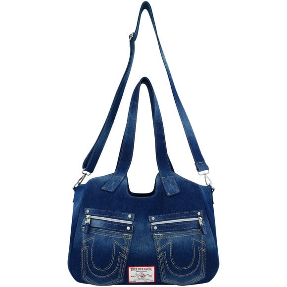 Bolso Satchel Crossbody True Religion en Denim Oscuro 33x38x13 cm