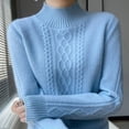 thumbnail image 3 of Suéter grueso de otoño e invierno para mujer, suéter de cuello redondo con parte inferior, top cálido de estilo occidental, 3 of 5