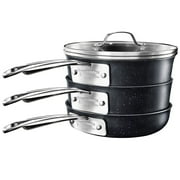 Granitestone Diamond Pro Steel Stackable Pots and Pans Set Stackmaster Complete 10 Piece Ultra Nonstick Space Saving Cookware, Dishwasher Safe