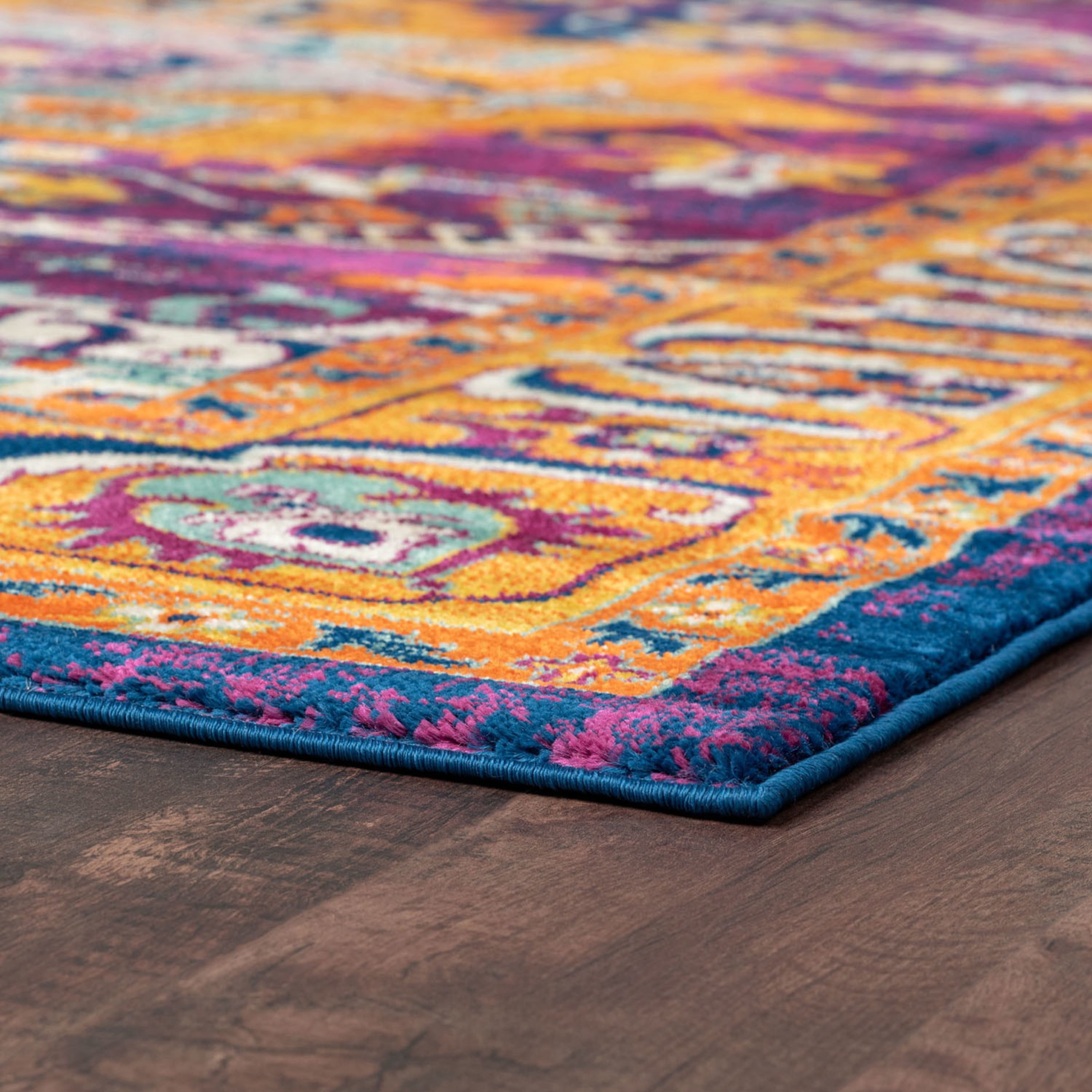 Transitional 9x12 Area Rug (8'9'' x 12'3'') Oriental Gold, Purple Living Room Easy to Clean