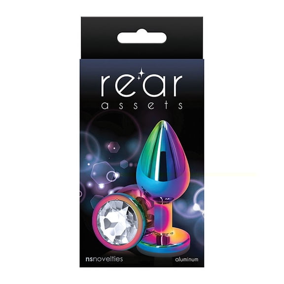 NS Novelties, Rear Assets Metal Anal Plug Medium Multicolor/Clear