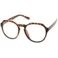 thumbnail image 2 of Modern Keyhole Nose Bridge Clear Lens Round Eyeglasses 55mm (Tortoise / Clear), 2 of 4