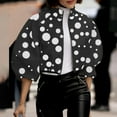 thumbnail image 2 of Arlun Women's Fall Spring Polka Dot Floral Cropped Coats Lightweight Stand Collar Puff Sleeve Fashion Trendy Jackets Full Zipper Long Sleeve Floral Printed Fashion Outwear Black XL, 2 of 4