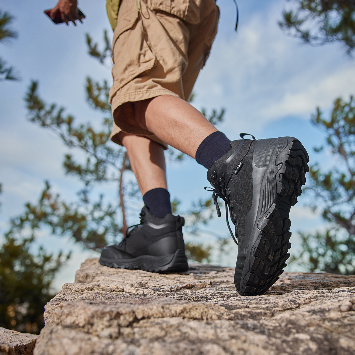 COM STAR Men Hiking Boots Breathable Outdoors Mid Ankle Walking Shoes Lightweight Mountaineering Shoes  for Trekking, Camping